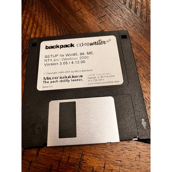 Backpack CD-Rewriter Setup Disks Win95/98/ME/NT4/2000 MicroSolutions DISK014 015 - Picture 2 of 5